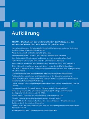cover image of Aufklärung, Band 29